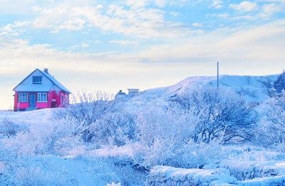 pueblo nevado en laponia