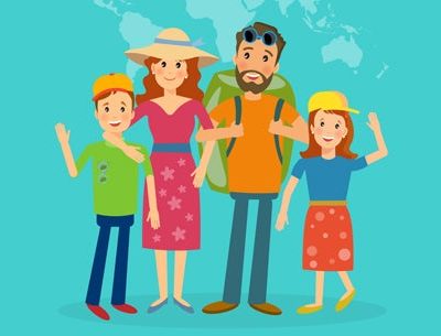 familia viajera ilustración