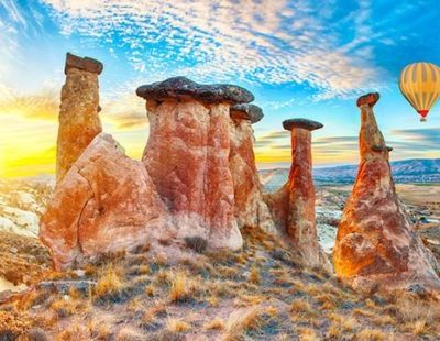 globos volando en Capadocia