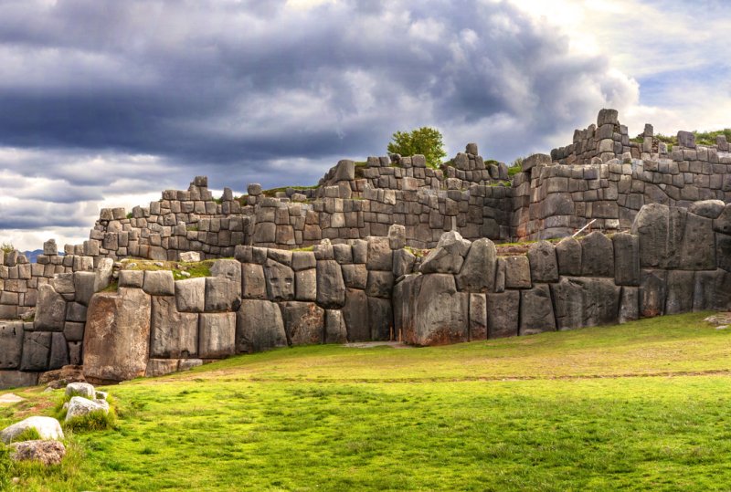 Walls of Sacsayhuaman Fortress, in Cusco, Peru