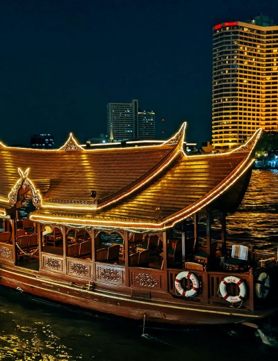 illuminated Thai boat
