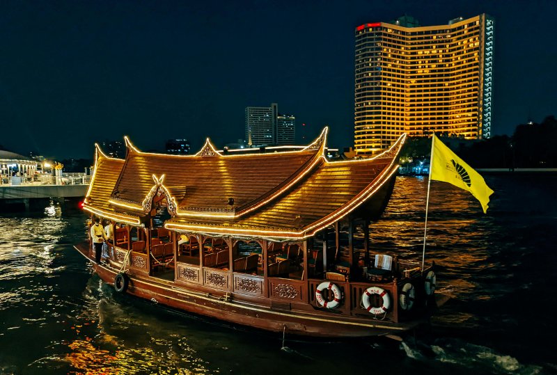 illuminated Thai boat