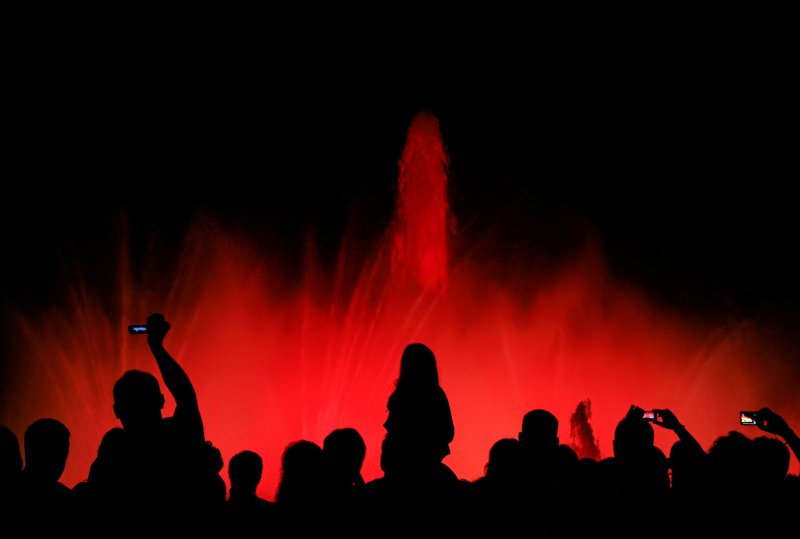 Magic Fountain of Montjuïc light show at night in Barcelona