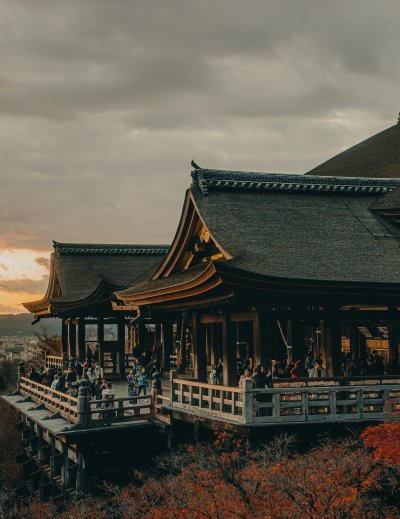 Bright autumn colors along Kyoto's Oi River during festival