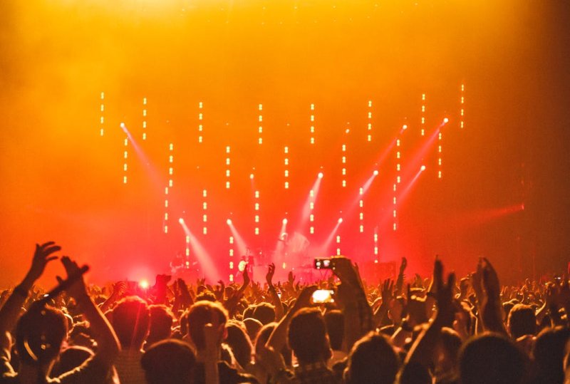 Thousands of music fans celebrate at an outdoor concert